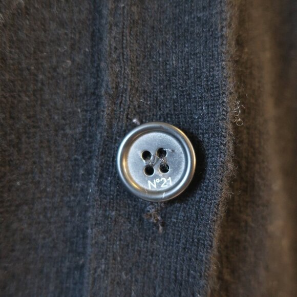 Womens Nº21 100% Wool Black Crystal Embellished Cardigan Sweater M - Picture 6 of 10